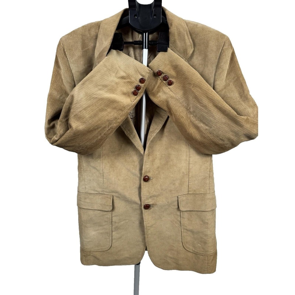 Vintage Corduroy Blazer Men's 42XT Tan Corduroy Sport Coat 70s Tall Jacket